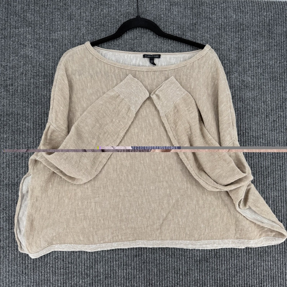Eileen Fisher organic linen cotton boxy sweater XL lagenlook luxury minimalist - Picture 9 of 10